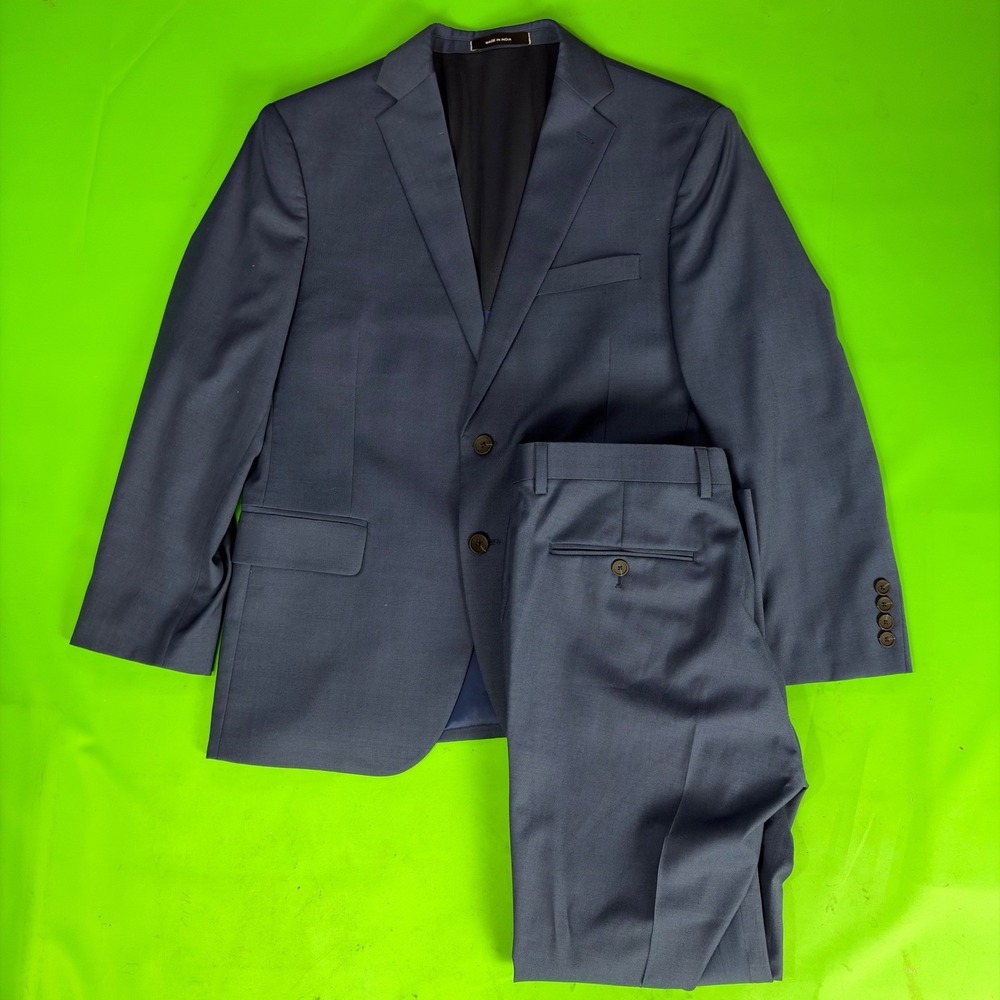 Awearness Kenneth Cole Chillflex Suit Mens 42S 34/30 Blue Slim Fit Stretch Wool